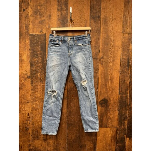 Levis Women’s Wedgie Straight Distressed Jeans 28x27 EUC - Picture 2 of 7